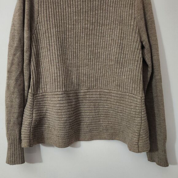 H&M Brown Ribbed Knit Shawl Collar Cardigan Women’s Size Medium Cozy Fall Winter - Picture 8 of 11